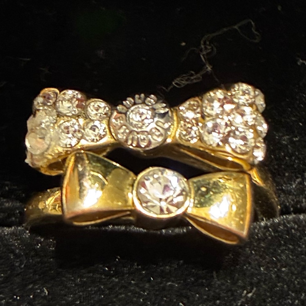 Henri Bendel Gold Bow Ring with Crystal Accents - Picture 2 of 8